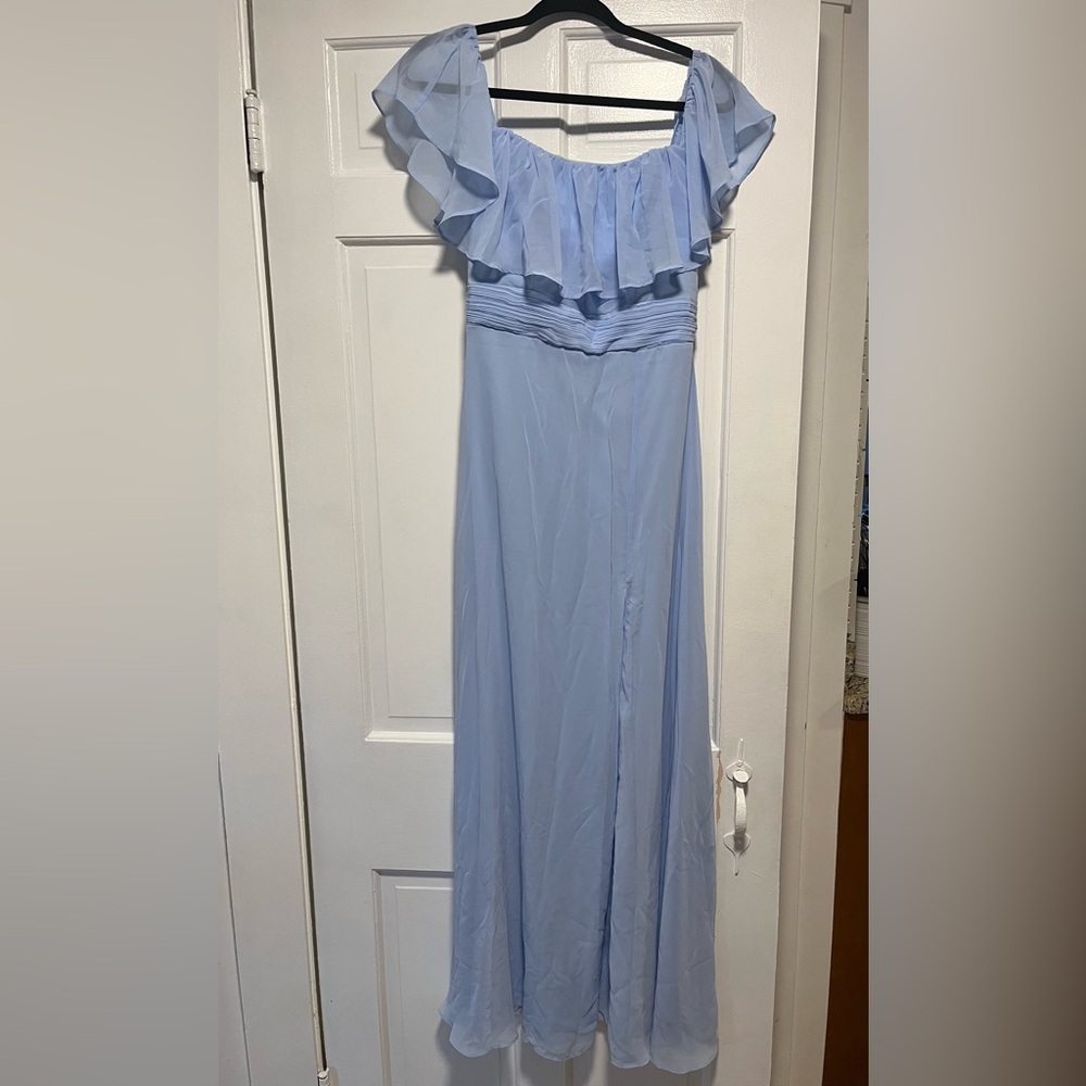 Ever Pretty Light Blue Ruffle Maxi Dress